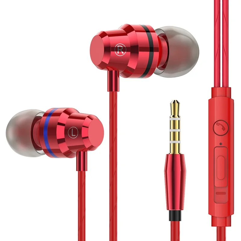 4D металлические наушники супер бас гарнитура HIFI DJ наушники с микрофоном для мобильного телефона iPhone Xiaomi Samsung Huawei Auriculares - Цвет: Red