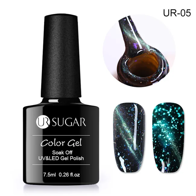 Ur Sugar 3D Магнитный Гель-лак для ногтей 7,5 мл голографический блеск кошачий глаз УФ-Гель-лак блестки замочить от УФ-Гель-лак для нейл-арта - Цвет: Luminous 5