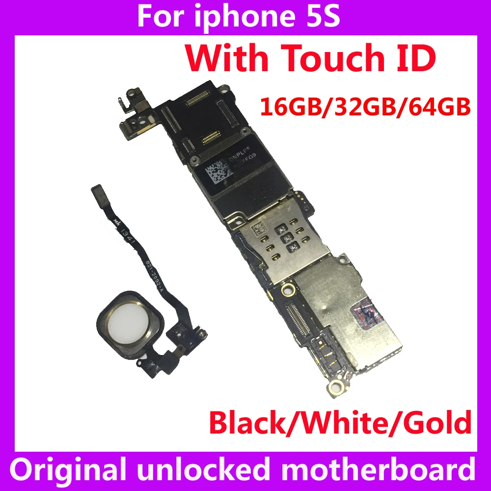 

16GB 32GB 64GB worldwide unlock mainboard for iphone 5S 100% original motherboard with touch ID good working IOS Phone Circuits