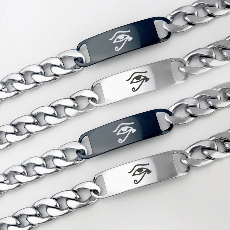 

Patronus Horus Eye Bracelet Engraving Punk Black Silver Stainless Steel Men's Fashion Accessories Jewelry