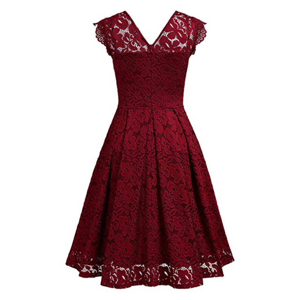 Летнее женское платье для вечеринки, винтажное красное кружевное платье с v-образным вырезом для подиума, элегантные женские платья, летняя одежда для женщин