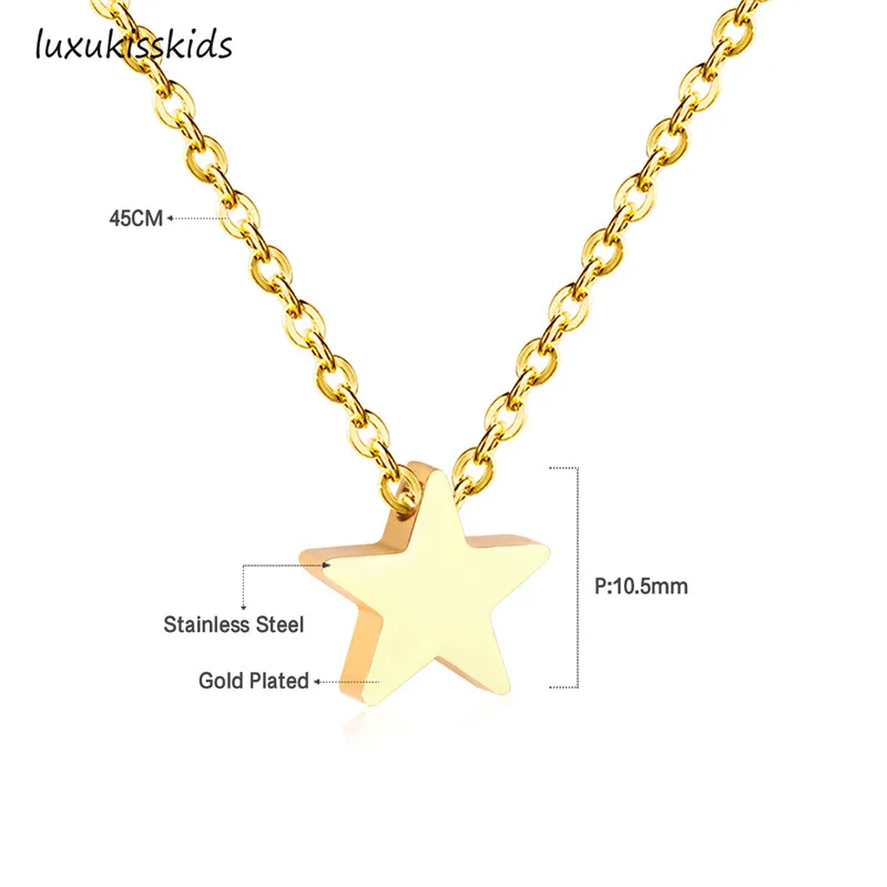 LUXUKISSKIDS Heart Pendants Necklaces Stainless Steel Choker Link Chain Gold Women/Men Necklace set hot Jewelry collares collier