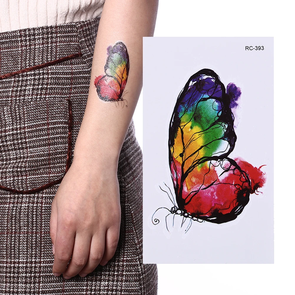 New Waterproof Henna Tatoo Fake Tattoo Sticker Colorful Butterfly 3D