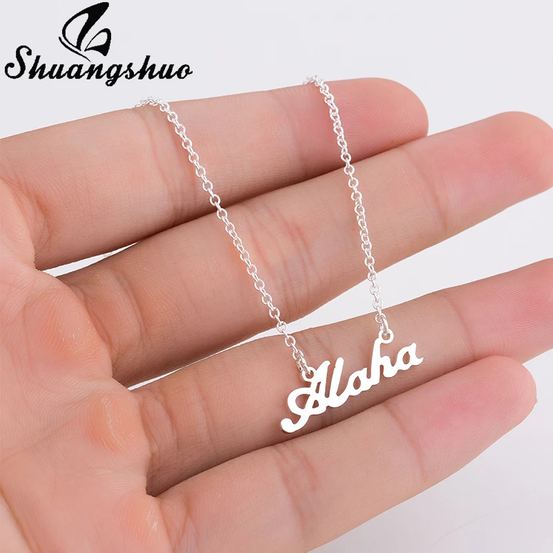 

Shuangshuo Hawaiian Necklaces & Pendants Hawaii Aloha Necklace Beach Gold Chain Necklace Love Accessories Choker Jewelry bijoux