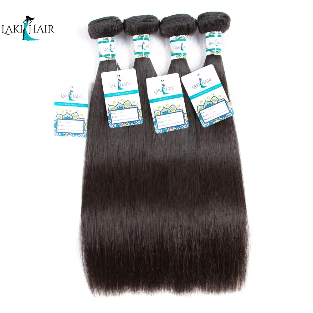 Связки с закрытием перуанский прямые Волосы remy 4 4*4 закрытия шнурка естественный