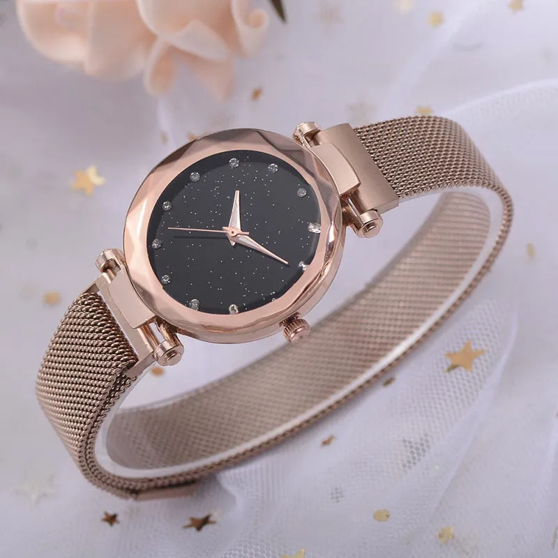 

Starry Sky Masonry Watch Mesh Magnet Strap Buckle Stainless Luxury Watch BMF88