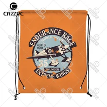 Ретро Оранжевый Воздушный гоночный значок шаблон индивидуальный принт нейлон ткань шнурок рюкзак подарочный