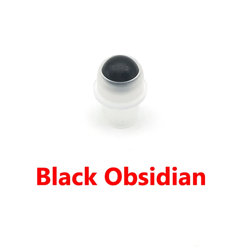 3 шт. натуральный драгоценный камень ролик мяч подходит 5 мл 10 мл толстое стекло эфирное масло в рулоне на толстых стеклянных бутылках аксессуары - Цвет: Black Obsidian