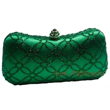 Flower Emerald Dark Green Rhinestone Crystal Clutch Evening Bags for Womens Party Wedding Bridal Crystal Handbag and Box Clutch