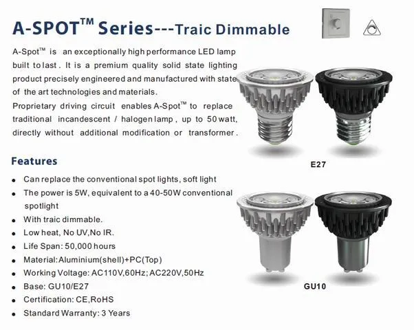 Ul и энергии-звезды прошли! LED E27 GU10 5 Вт 110 В 220 В затемнения пятно лампы, что эквивалентно 50 Вт обычных внимания, 10 шт./лот