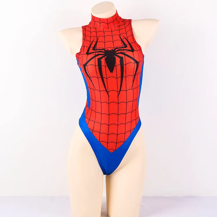 

2019 New Spider Superhero Man Fantasia Cosplay Sexy Costumes Bodysuit for Women Erotic Lingerie Jumpsuit Swimwear