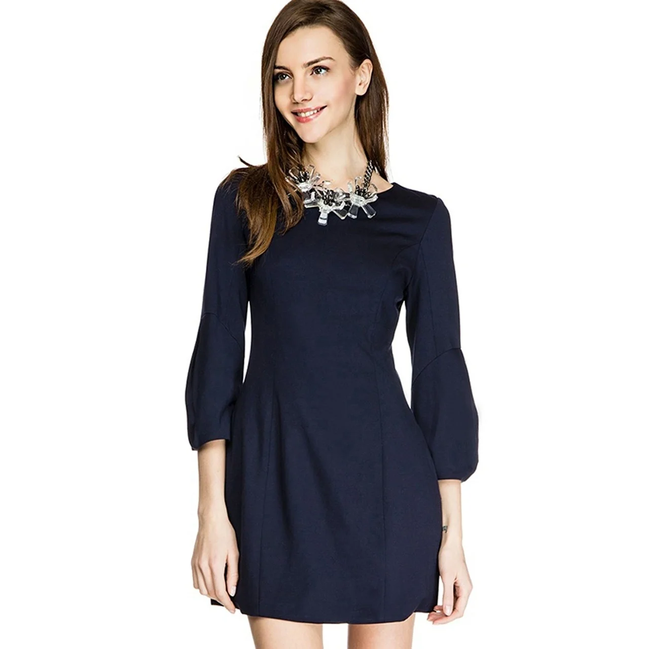 2016 лучшие товары женщины новая мода тонкий sweet blue lantern dress партии рукавом мини solie