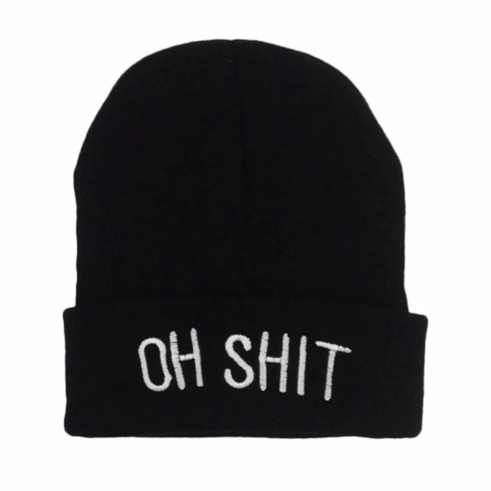 

Vin Beauty Hip-hop Women Men Winter Hat Beanies Unisex Letters Print Warm knitted Hat Fashion Black Cap