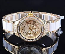 Femme Ronde Bracelet Montre Cristal Strass De Luxe LL