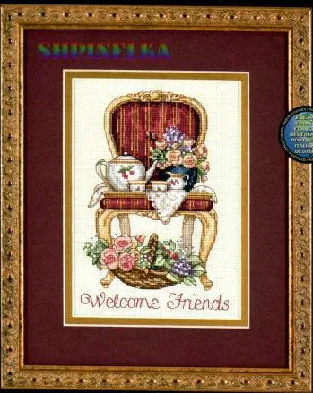 CS-705 counted cross stitch kit afternoon tea time welcome friend Dim 6954 .jpg