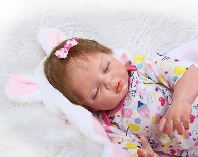 55 см Силиконовые Reborn Спящая девочка кукла игрушки как настоящие Новорожденные принцесса Младенцы Детские куклы на день рождения подарок для девочек Рождественский подарок