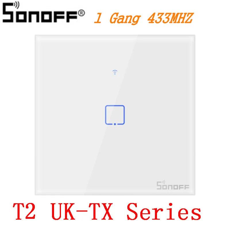 SONOFF T2EU US/UK TX Smart Wifi сенсорный настенный выключатель света с рамкой умный дом 1~ 3 банды 433 RF/Voice/APP Управление работает с Alexa - Комплект: T2 UK-TX 1 Gang