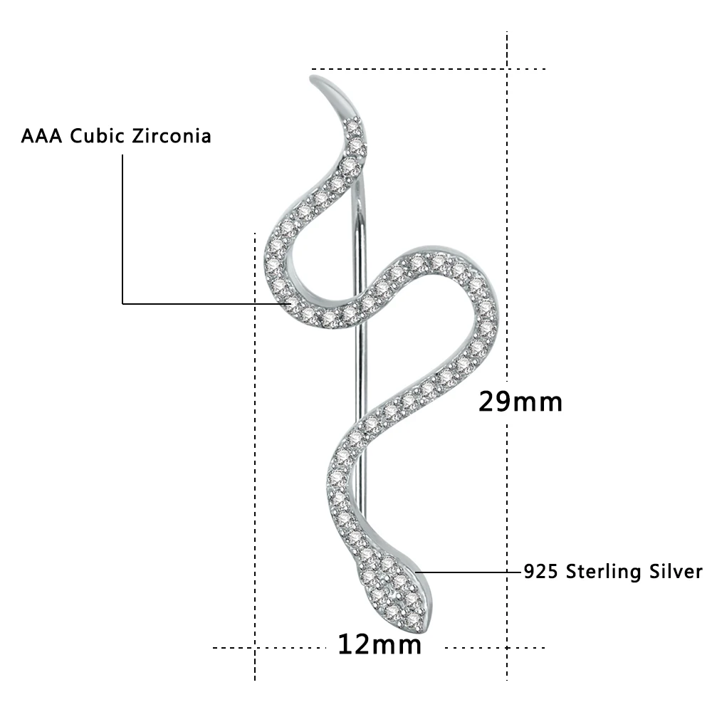 ZS, серьги в виде змеи, 925 пробы, серебро, микро инкрустация, AAA кубический цирконий, трендовые серьги-гвоздики для женщин, ювелирные изделия для свадебной вечеринки