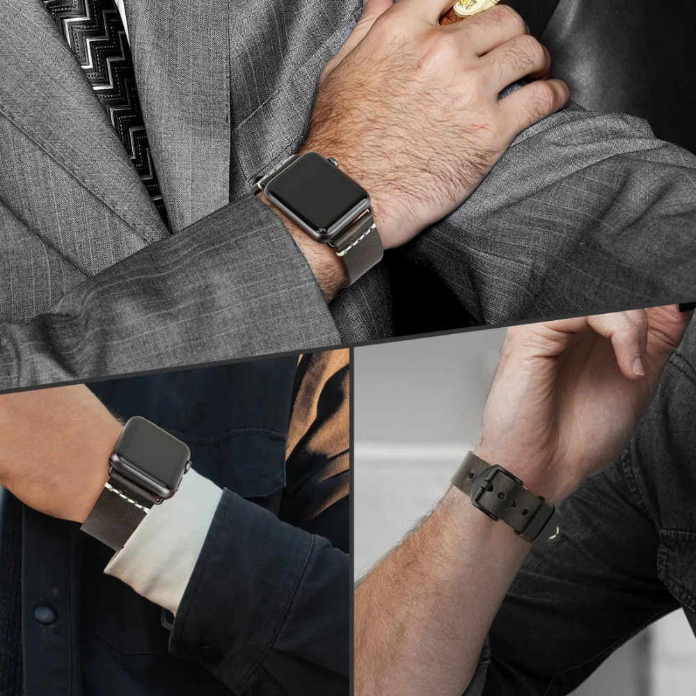 MAIKES ручная работа натуральная кожа для Apple Watch ремешок аксессуары 38 мм 42 серия 4 3 2 1