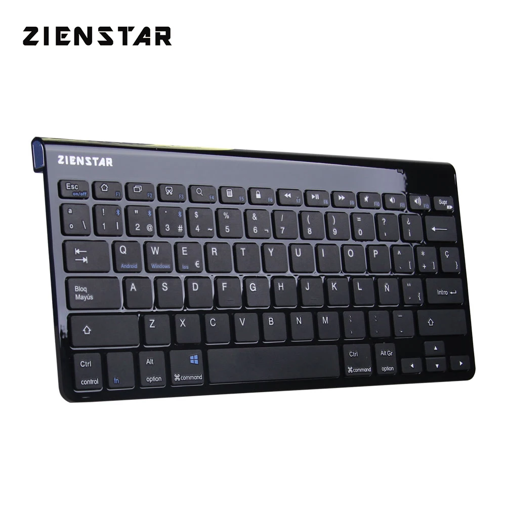 Zienstar Shinny черные испанские буквы тонкая беспроводная клавиатура Bluetooth 3,0 для ipad/Iphone/Macbook/PC компьютера/Android планшета