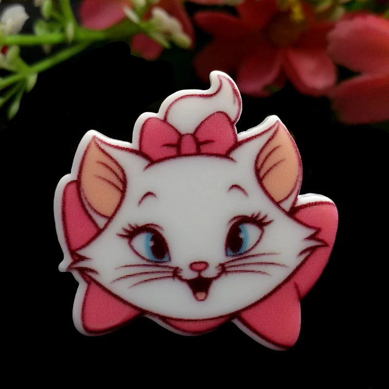 

40pcs/Lot 28x29mm Cute Cat Face Planar Resins Flatback Cabochons Embellishment Party Decor Flat Back Resin Hair Bow Center Craft