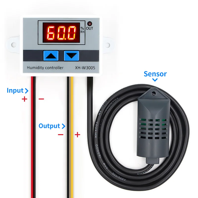 Цифровой регулятор влажности 220V 12V 24V гигрометр переключатель контроля влажности 0~ 99% RH гигростат с датчиком влажности