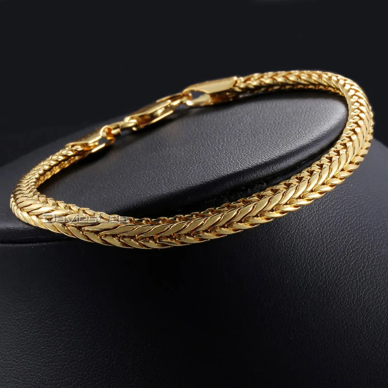 

Davieslee 6mm 20cm Foxtail Link Bracelet for Men Women's Bracelet Gold Rose Gold Filled Jewelry DLGB327-329