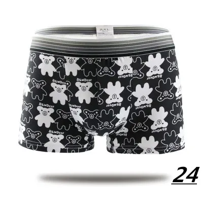 2023 Fashion Silk Underwear Men Lovely Cartoon Print Man Boxers Homme Comfortable Underpants Soft Breathable Male Panties 30pcs