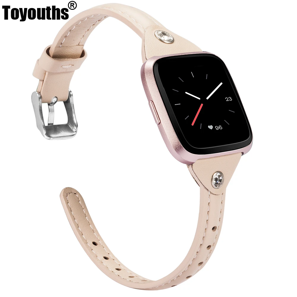 

Streamline Design Leather Strap for Fitbit Versa Bands Slim Genuine Leather Smart Wristbands Replacement for Versa Versa