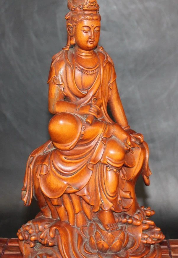 Chinese Buddhism Huanghuali Wood lotus Kwan Yin Quan Yin Guan Yin