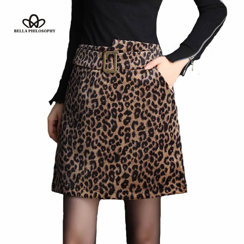 Wonder 2019 new Spring Leopard Velvet Mini Skirts Vintage Sashes Female High Waist A-Line Skirts Casual Animal Print Lady Skirts