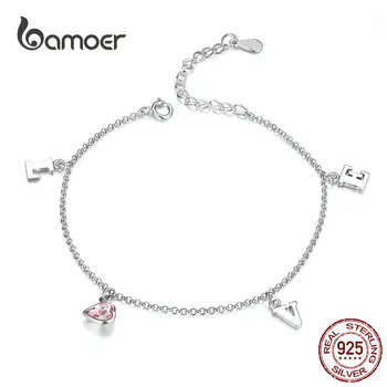 

BAMOER Heart Link Chain Bracelet Genuine 925 Sterling Silver Love Amour Bracelets for Women Fashion Jewelry GXB148