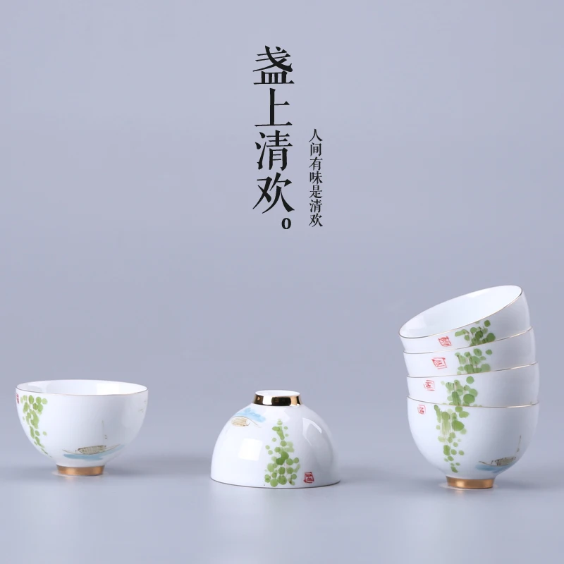

NEW Arrivle 6pcs Hand Painted White Porcelain Teacup Set Fashion Phnom Penh Sent Gifts Teacups With Gift Boxes Free Shipping