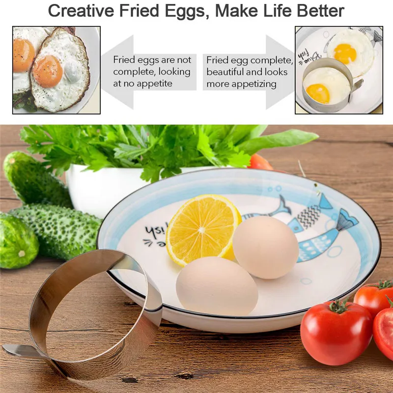

TTLIFE 2pcs Egg Ring 3 Inch&3.5 Inch Stainless Steel Metal Egg Tools Omelet Mold Cooking Pancake Ring Kitchen Cooking Tool