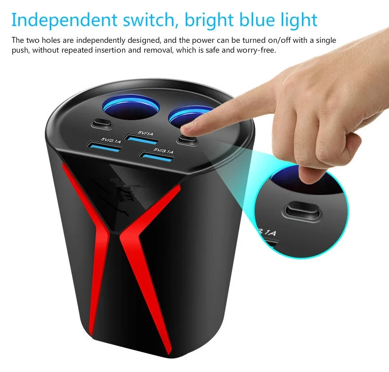 Buy 3USB Charge Port Double Cigarette Lighter Hole Cup