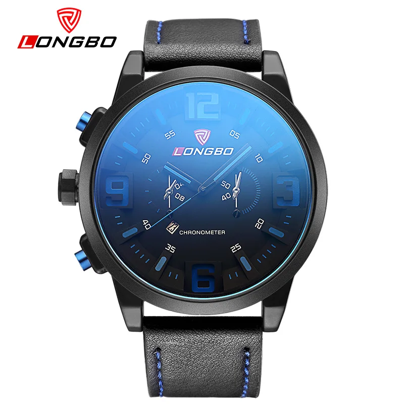 

Erkek Saat LONGBO 2019 Sport Watch Men Brand Leather Strap Quartz Mens Wristwatches Waterproof Male Clock Reloj Hombre 80192
