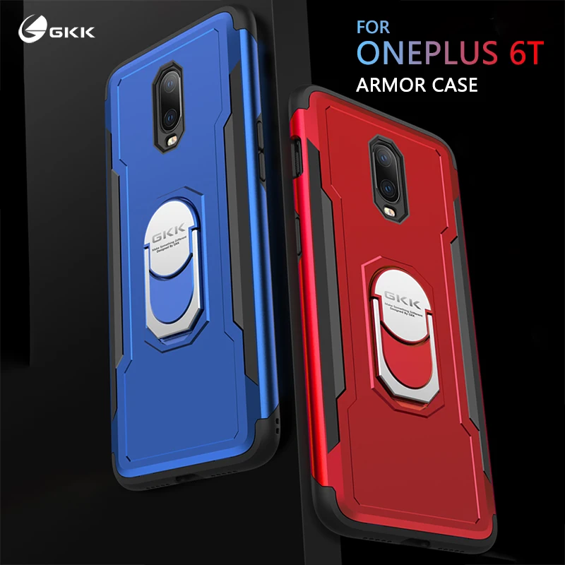 Чехол GKK для Oneplus 6t жесткий чехол из поликарбоната и ТПУ с откидной ножкой кольцом