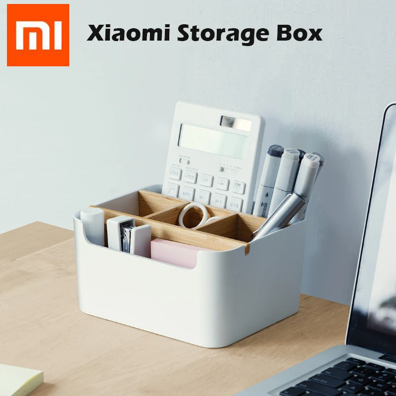

Xiaomi Pen Note Paper Cable Storage Box Mijia Cosmetic Box Detachable Organiser Bamboo ABS Desk Surface Tidy Classification Case
