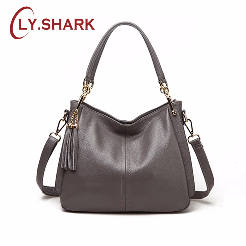 LY.SHARK 2018 Ladies Fashion New First Layer Shoulder Bag Tassel Simple Wild Leather Handbag |