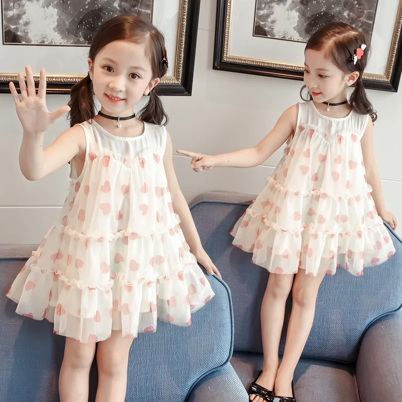 

Girl Dresses Summer Kids Princess Dress Mesh Stitching Fashion Sleeveless Dress Children's Clothing 2-6 Year XQ5678
