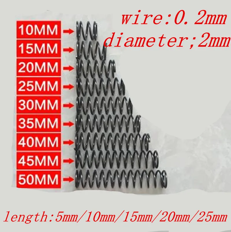 

50pcs 0.2mm OD=2mm length 5mm to 30mm Small spot spring wire micro spring compression spring pressure spring