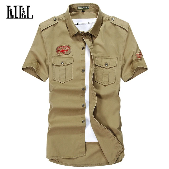 camisa tipo militar hombre
