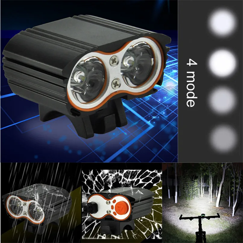 Bicycle Light USB Head lamp 2000LM 2 X XM-L T6 LED USB Waterproof Lamp Bike Bicycle Headlight lantern for a bicycle #2M30 (8)