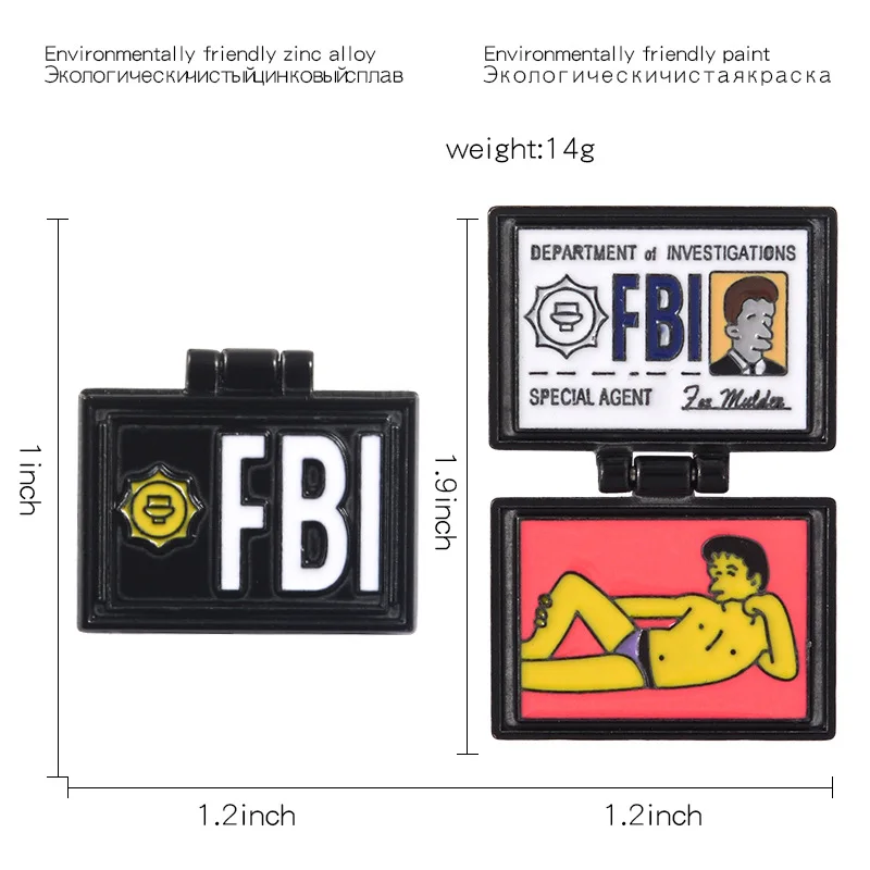 1 шт. Симпсоны штифты X-файлы FBI Fox Mulder ID Card Броши эмалированные булавки Нагрудные Значки X-файлы ювелирные изделия броши булавка