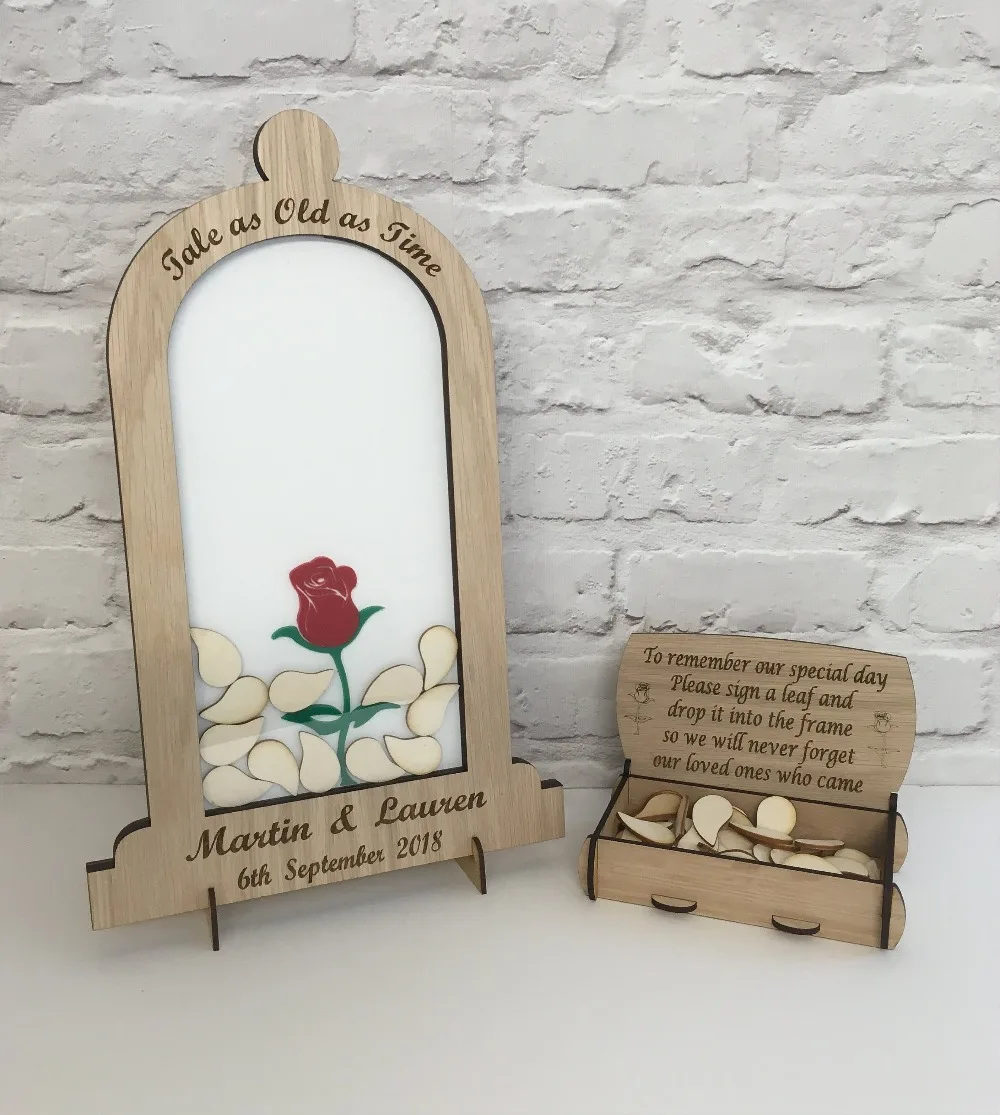 

Customize Tale as Old as Time Beauty and Beast Wedding drop box tops alternative guest book birthday guestbook petals wishes box