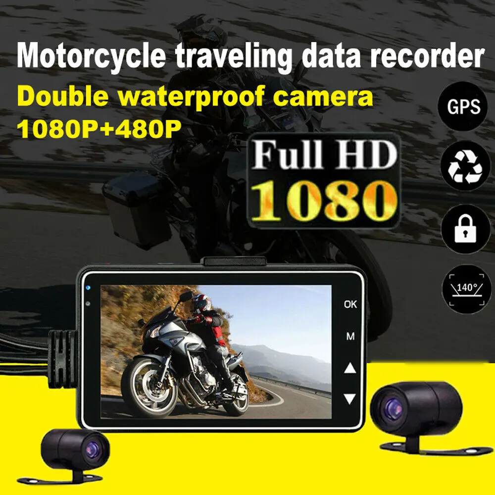 Для " HD 1080P мотоциклетная камера видеорегистратор двойной объектив циклическая запись