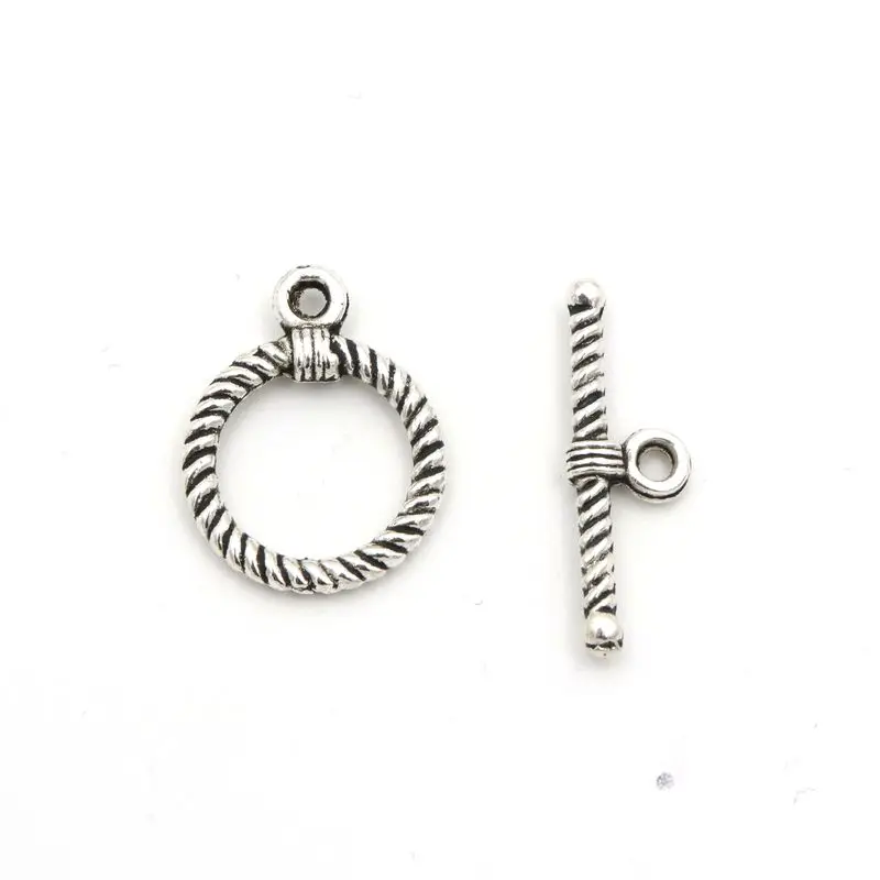 

5 Pairs Antique Silver Stripe Round OT Clasp For Bracelets Jewelry Making Bracelet Necklace Diy Accessories Needlework Wholesale