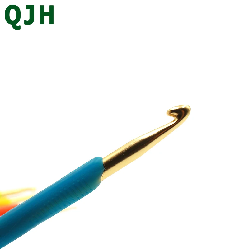 QJH новая силиконовая ручка Золотая двойная линия Алюминий вязальные крючки