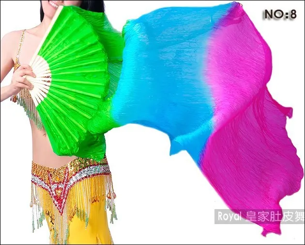 180 см Танец живота шелк веер вуаль для пары зеленый-Небесно-Голубой-розовый