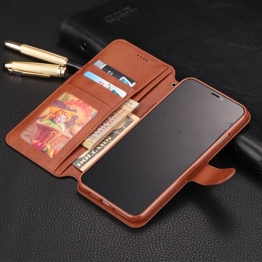 Винтажный чехол бумажник с откидной крышкой для iPhone 6 6s 7 8 Plus кожаный мягкий